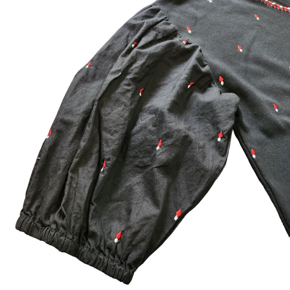 Fab'rik embroidered top puff sleeves black size S - Picture 4 of 8